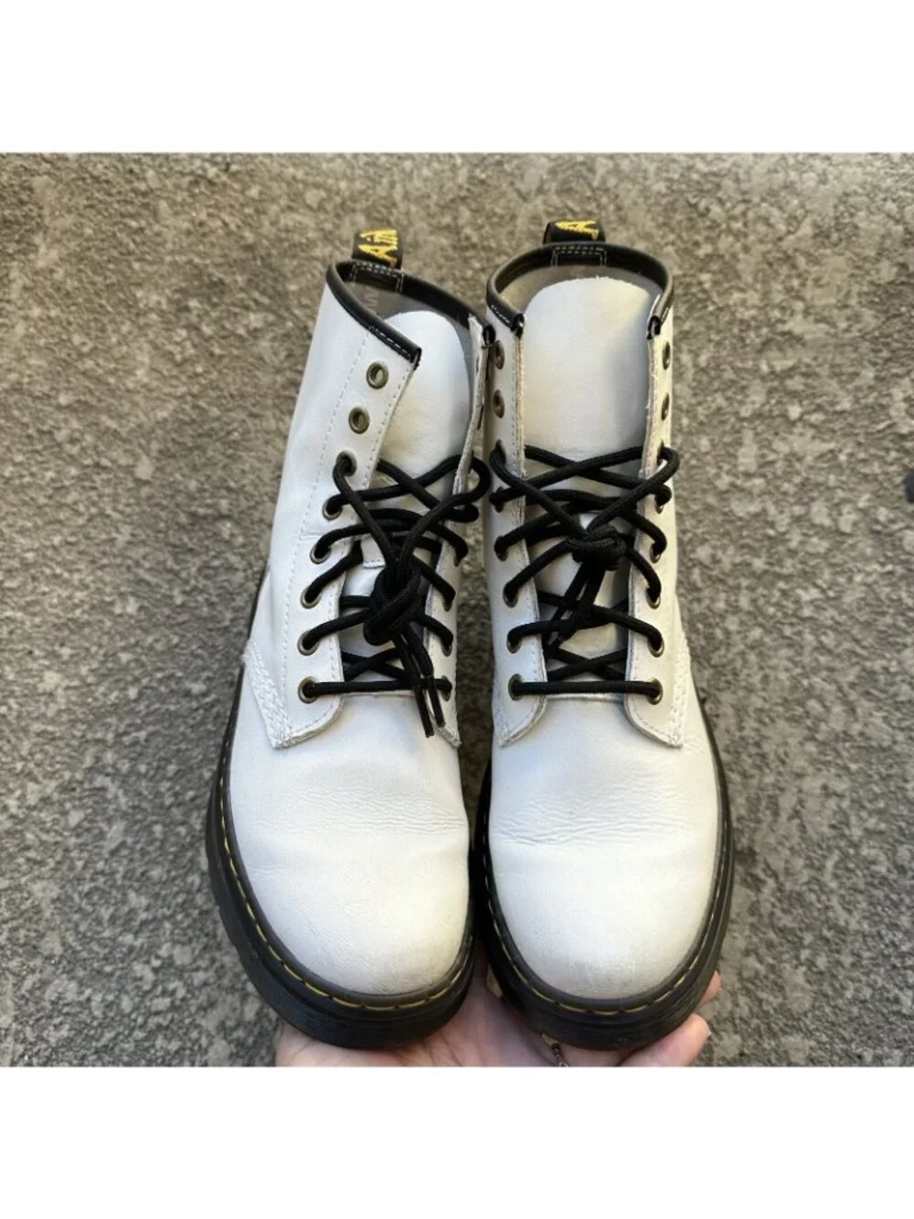 Dr. Martens Zavala Lace Combat Boots White Genuine Leather Mens 7/Womens 8